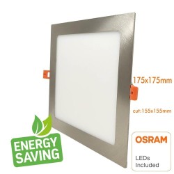 Placa LED Slim Cuadrada 15W Acero Inox - CCT- OSRAM CHIP DURIS E 2835