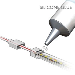 KIT Cola de Silicone para Tiras de LED  + Conector + Tampa + Tampão - IP65