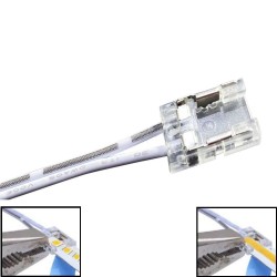 Conector transparente para fitas LED COB + SMD  - 10mm - IP20