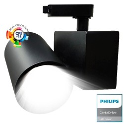 Foco LED 40W MADRID Negro PHILIPS Driver Carril Monofásico CRI+98