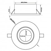 Anneau d'encastrement réglable carré pour LED GU10 MR16 - Ø85mm - Aluminium