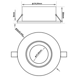 Aro Ronda Basculante para lámpada GU10  MR16 - Ø85mm - Alumínio