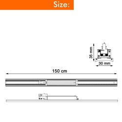 Foco LED 66W LINEAL  -  VOSSLOH -  ARENDAL  Blanco  Carril TRIFÁSICO - 150cm