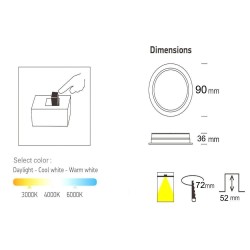 Encastrável 12W Circular - OSRAM CHIP DURIS E 2835 - CCT -  UGR17