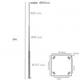 Columna Troncocónica Galvanizada -  6 metros