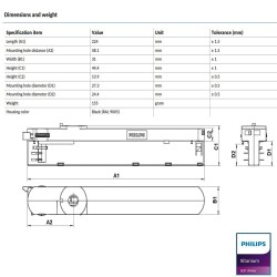 Driver LED Philips XITANIUM para carril trifásico 32W/a 0.7-0.8A 40V 3CB 230V - 5 años Garantía