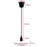 Lampe Suspension LED - Noir - 26W - E27 - Plat