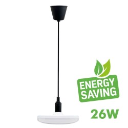 26W LED Pendant Lamp - Black - E27 - Plate