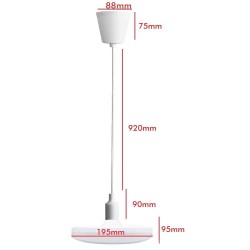 Lâmpada suspensa LED 26W - Branco - Prato - E27