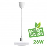 Lampe Suspension LED - Blanc - 26W - E27 - Plat