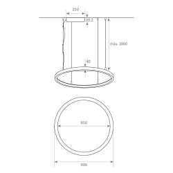 Lâmpada LED Pendente Circular Preto - 54W - SPACE  VENUS - 90cm