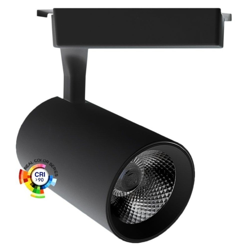 Foco LED 30W PARMA Negro Carril Monofásico CRI +92