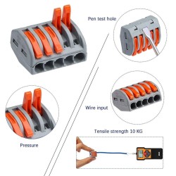 Conector Rápido - 5 Entradas - PCT-212 para Cable Eléctrico