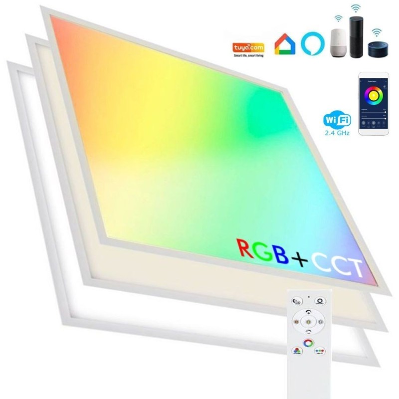 LED Panel 60x60 - Dimmable - 40W CCT + RGB  + SMART Google - Alexa