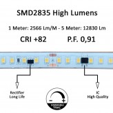 Ruban LED 220V | 140xLED/m | 10m | SMD2835 | 3040Lm | 19W/M | IP67