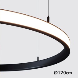 Lâmpada LED Pendente Circular Preto - 77W - SPACE  VENUS - 120cm