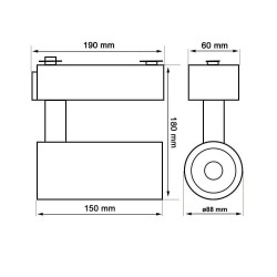 Foco LED 30W PARMA Negro Carril Monofásico CRI +92