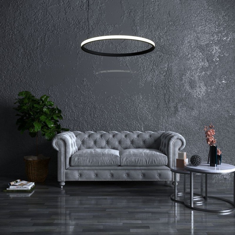 Lâmpada LED Pendente Circular Preto - 54W - SPACE  VENUS - 90cm