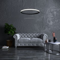 Lâmpada LED Pendente Circular Preto - 77W - SPACE  VENUS - 120cm