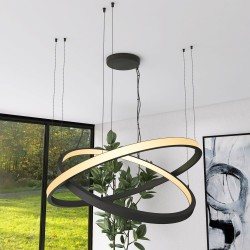 Lâmpada LED Pendente Circular Preto - 77W - SPACE  VENUS - 120cm