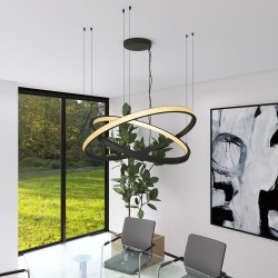 Lâmpada LED Pendente Circular Preto - 77W - SPACE  VENUS - 120cm