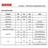 Driver Programable Regulable MOSO X6-075M para Luminarias LED de hasta 75W - 5 años Garantía