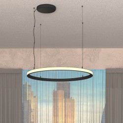 Lâmpada LED Pendente Circular Preto - 77W - SPACE  VENUS - 120cm