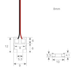 Conector Transparente para tiras LED COB + SMD - 8mm - 10mm - IP20