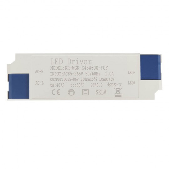 Driver for LED luminaires LED 45W 600mA
