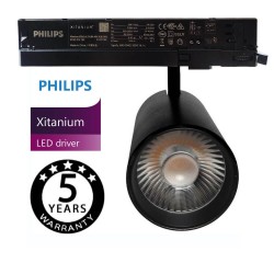 LED Tracklight  40W - 34W - MAYA - Black -  3-PHASE Rails DRIVER PHILIPS - CRI+92 - UGR13 - HIGH LUMEN 140Lm/W