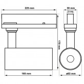 LED Strahler 40W -34W - MAYA - Schwarz - 3-Phasen DRIVER PHILIPS Schienensystem - CRI+92 - UGR13 - HIGH LUMEN 140Lm/W