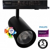 Foco LED 40W -34W MAYA Preto - Calha TRIFASICO DRIVER PHILIPS  - CRI+92 - UGR13 HIGH LUMEN 140Lm/W