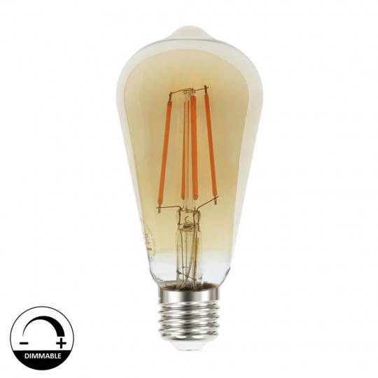 7W LED Lampe E27 Glühfaden Vintage Gold ST64 - Dimmbar
