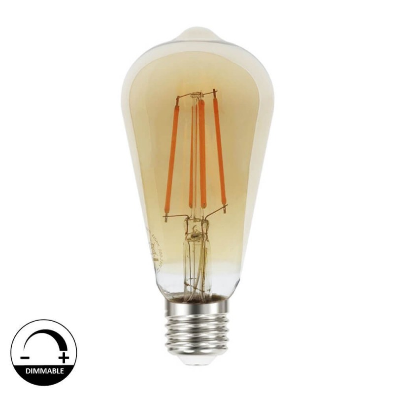 Lâmpada LED Filamento Vintage 7W E27 Gold ST64 - Dimmable
