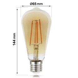 7W LED Bulb Filament Vintage E27 Gold ST64 - Dimmable