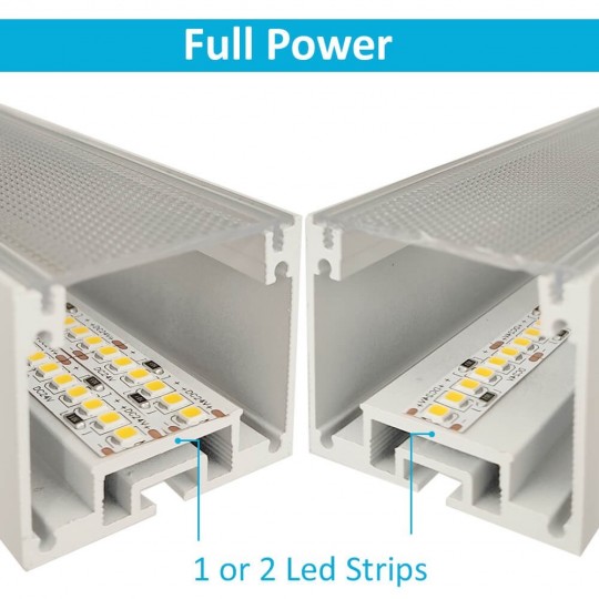 Aluminiumprofil -  Weiß – POTSDAM – UGR 17 Mikroprisma-Diffusor – 2 Meter –Deckenaufbauleuchte + Pendelleuchte