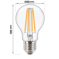 8W LED Bulbs Filament  E27 A60