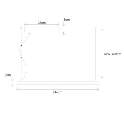 Lâmpada linear Pendente - VIENA PRETO - 0,5m - 1m - 1,5m - 2m - IP20