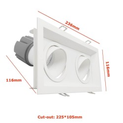 Downlight LED 30W - Ajustável - BRANCO Dobro - CRI+92 - UGR13