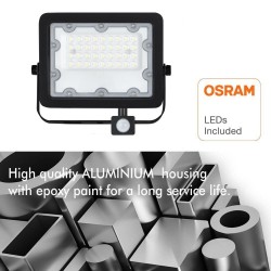 Foco Projector LED 30W NEW  AVANT OSRAM CHIP DURIS E 2835 - Sensor de Movimento PIR