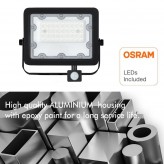 LED-Flutlichtstrahler 30W NEW  AVANT OSRAM CHIP DURIS E 2835 - Bewegungssensor PIR