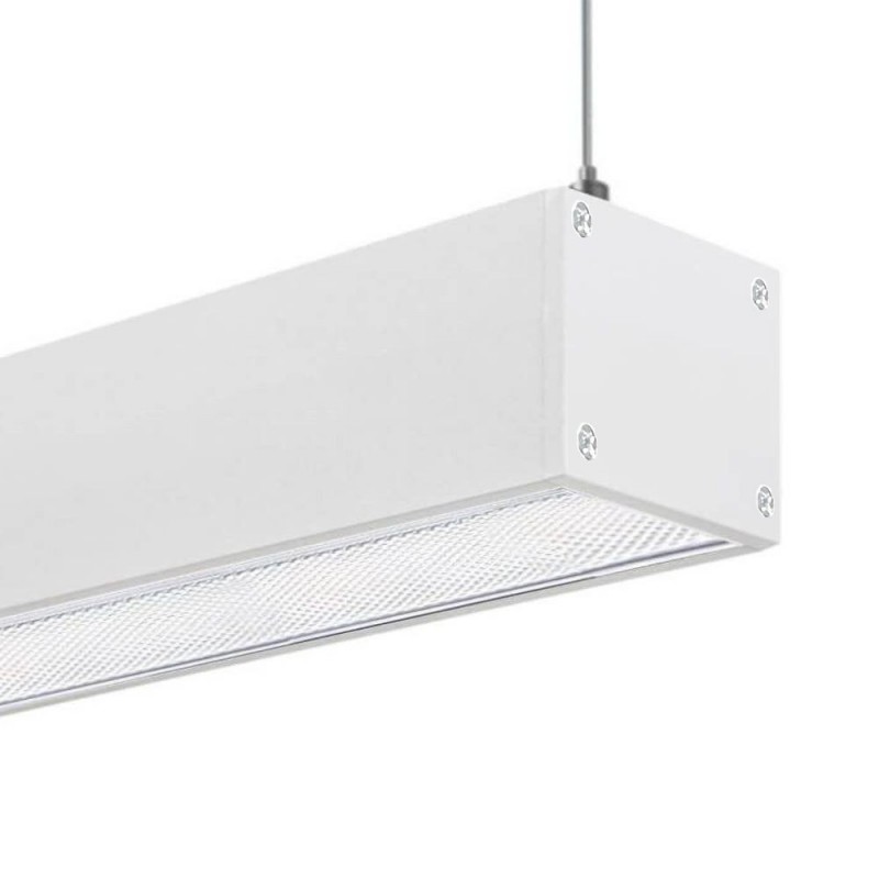 Profilé Aluminium - Blanc - POSTDAM - UGR17 Diffuseur Micro Prisme -2 Mètres - Réglette + Suspension