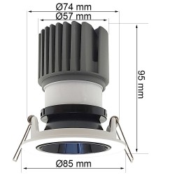 15W LED Downlight - Adjustable - WHITE - BLACK - CRI+92 - UGR13