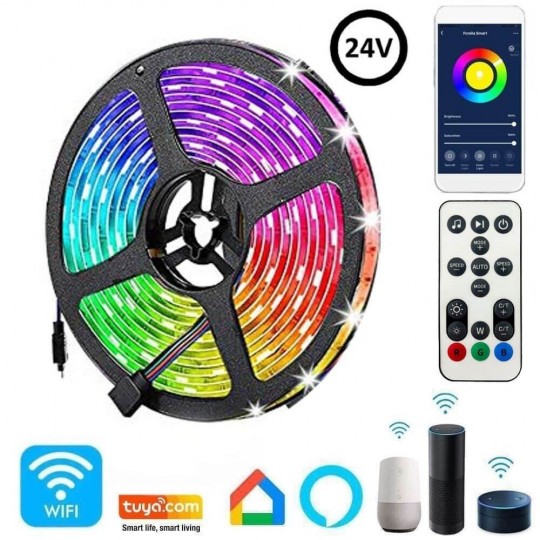 Pack 32W 24V SMART WiFi RGB LED Strip + Remote Control - Dimmable - SMD5050