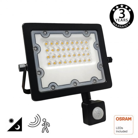 LED-Flutlichtstrahler 30W NEW  AVANT OSRAM CHIP DURIS E 2835 - Bewegungssensor PIR