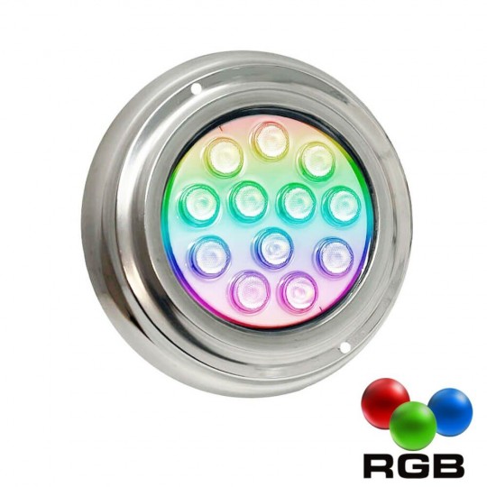 Foco Led Submersíveis  RGB - 36W - DC12V -  IP68 - Aço inoxidável