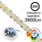 LED-Streifen 24V | 240xLED/m | 5m | SMD2835 |3800Lm | 24W/M | CRI90 | IP20  | HIGH LUMENS