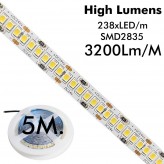 LED-Streifen 24V | 238xLED/m | 5m | SMD2835 | 2200Lm | 20W/M | IP20