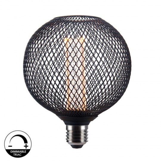 LED-Lampe - Modernes schwarzes Metall - 4W - E27 - G125 - Dimmbar