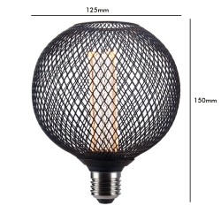 Bombilla LED Modern Metal Negro 4W E27 G125 - Dimmable